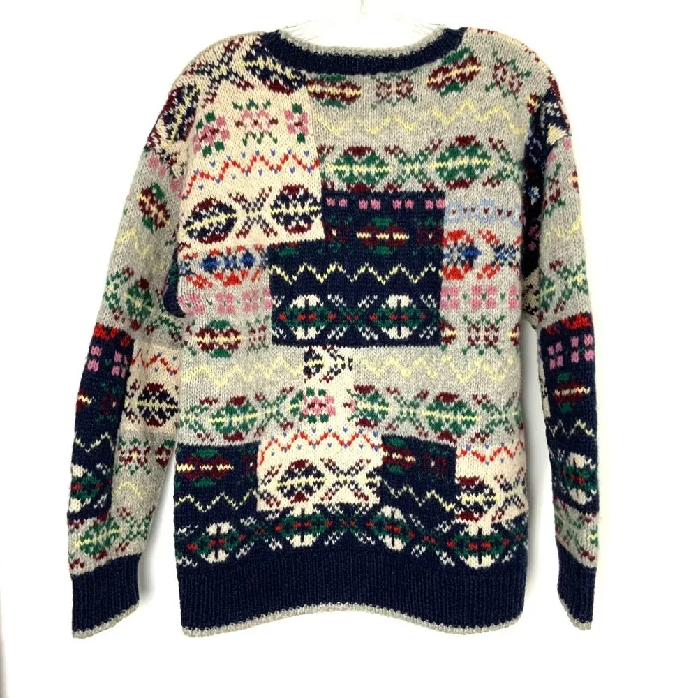 Vintage Susann D Fair Isle Wool Knit Winter Sweater Sz M - Picture 5 of 16